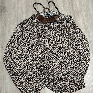 Leopard Print Shirt with Wooden Accents